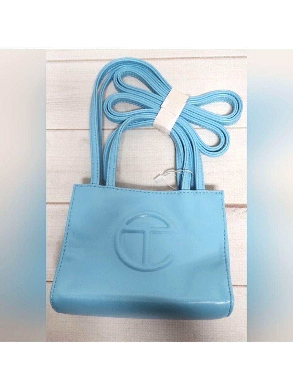 Faux Luxury Vegan Leather Small Light Blue Crossbody Bag - New With Tags